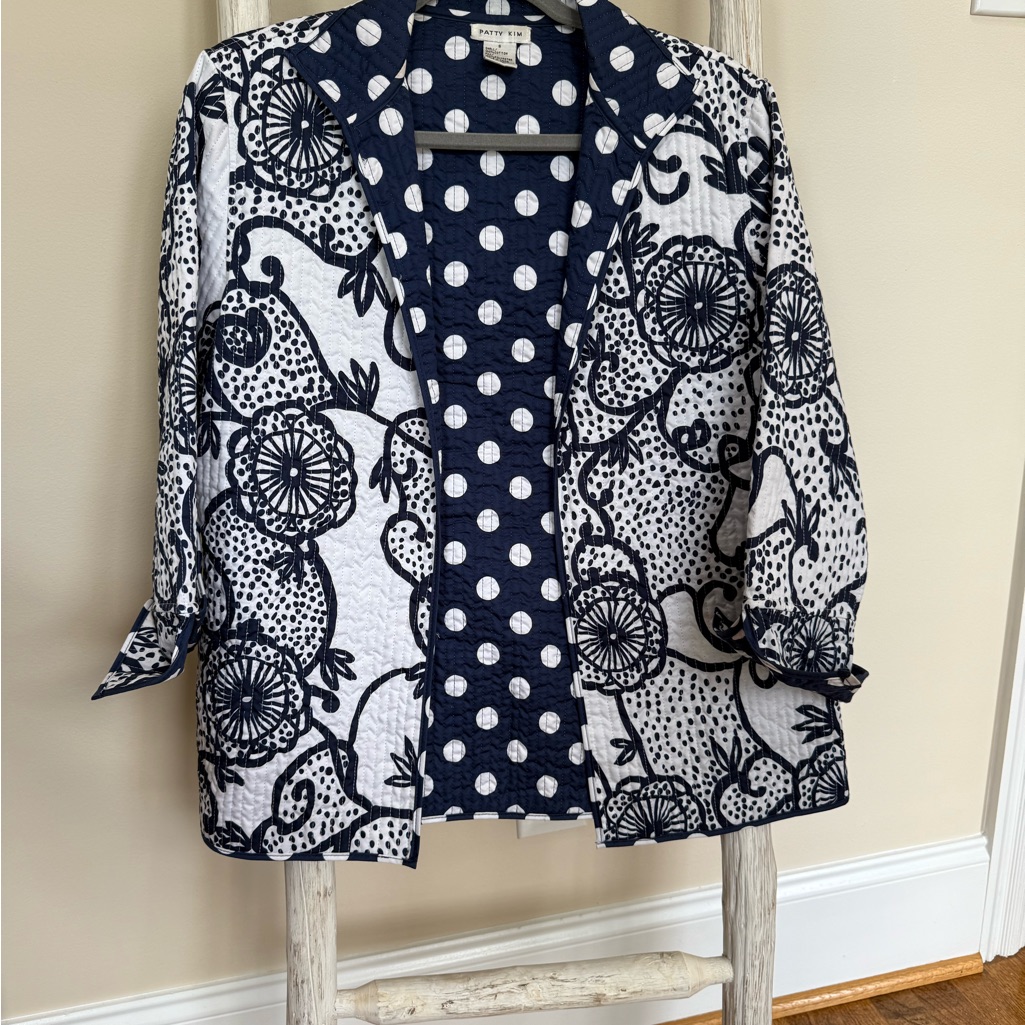 Patty Kim Navy And White Quilted Jacket